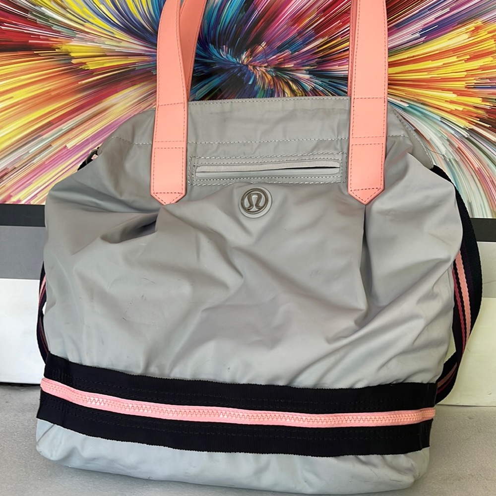 Lululemon Athletica Gray and Pink Hobo Bag